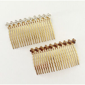 Duo Large 4 Leaf Flower Swarovski Crystal Hair Combs
